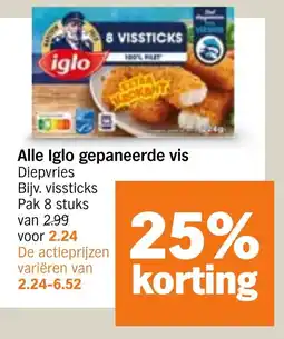 Albert Heijn Alle Iglo gepaneerde vis aanbieding