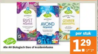 Albert Heijn Alle AH Biologisch thee of kruideninfusies aanbieding