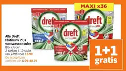 Albert Heijn Alle Dreft Platinum Plus vaatwascapsules aanbieding
