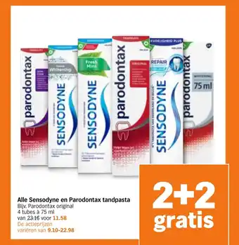 Albert Heijn Alle Sensodyne en Parodontax tandpasta aanbieding
