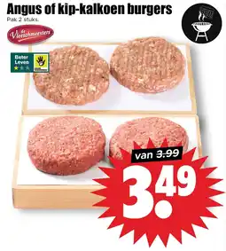 Dirk Angus of kip kalkoen burgers aanbieding