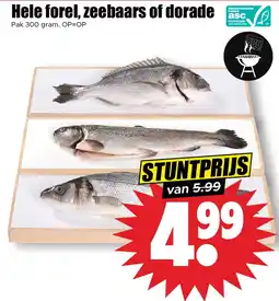 Dirk Hele forel, zeebaars of dorade aanbieding