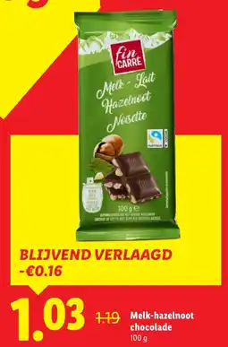 Lidl Melk hazelnoot chocolade aanbieding