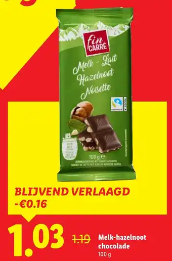 Lidl Melk hazelnoot chocolade aanbieding