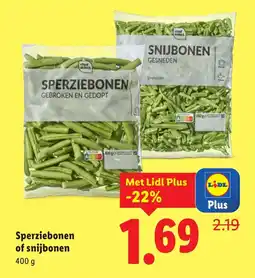Lidl Sperziebonen of snijbonen aanbieding
