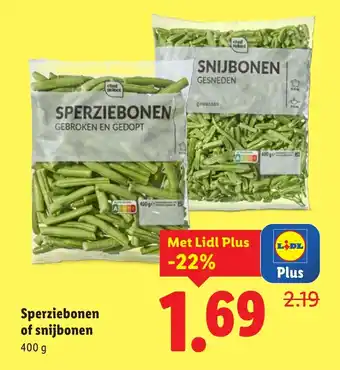Lidl Sperziebonen of snijbonen aanbieding