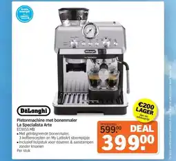 Albert Heijn DeLonghi Pistonmachine met bonenmaler La Specialista Arte EC9155.MB aanbieding