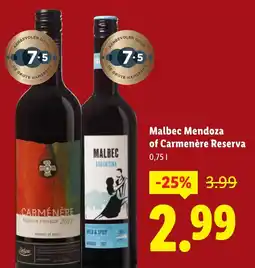 Lidl Malbec Mendoza of Carmenère Reserva aanbieding