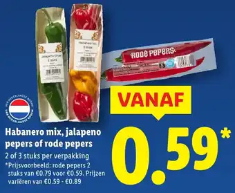 Lidl Habanero mix, jalapeno pepers of rode pepers aanbieding