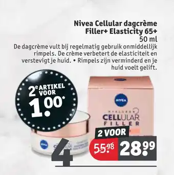 Kruidvat Nivea Cellular dagcrème Filler+ Elasticity 65+ 50ml aanbieding