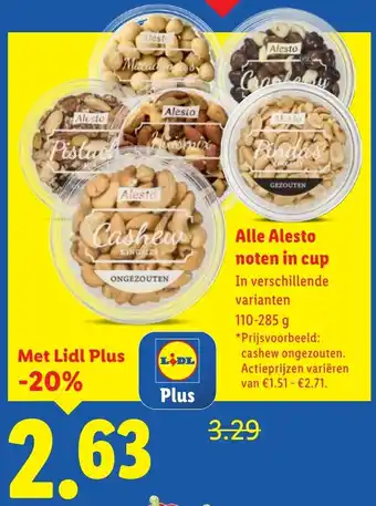 Lidl Alle Alesto noten in cup aanbieding