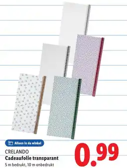 Lidl Crelando cadeaufolie transparant aanbieding