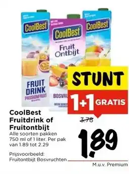 Vomar Voordeelmarkt CoolBest Fruitdrink of Fruitontbijt aanbieding