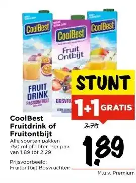 Vomar Voordeelmarkt CoolBest Fruitdrink of Fruitontbijt aanbieding