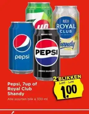 Vomar Voordeelmarkt Pepsi, 7up of Royal Club Shandy aanbieding