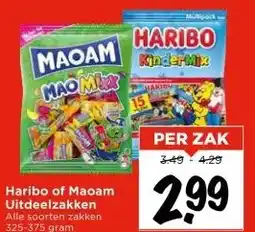 Vomar Voordeelmarkt Haribo of Maoam Uitdeelzakken aanbieding