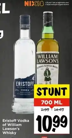 Vomar Voordeelmarkt Eristoff Vodka of William Lawson's Whisky aanbieding