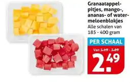 Hoogvliet Granaatappel pitjes, mango, ananas of water meloenblokjes aanbieding