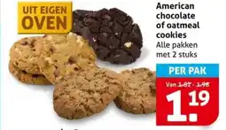 Hoogvliet American chocolate of oatmeal cookies aanbieding