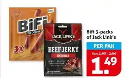 Hoogvliet Bifi 3 packs of Jack Link's aanbieding