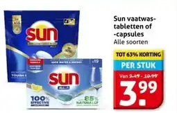 Hoogvliet Sun vaatwas tabletten of capsules aanbieding