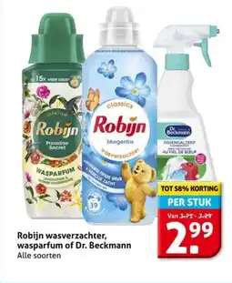 Hoogvliet Robijn wasverzachter, wasparfum of Dr. Beckmann aanbieding
