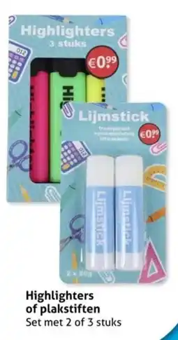 Hoogvliet Highlighters of plakstiften aanbieding