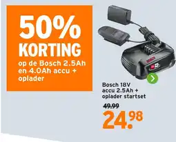 GAMMA Bosch 18V accu 2.5Ah + oplader startset aanbieding