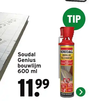 GAMMA Soudal Genius bouwlijm 600 ml aanbieding