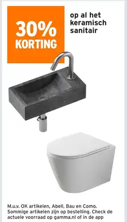 GAMMA Op al het keramisch sanitair aanbieding