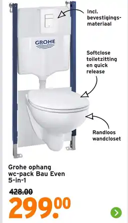 GAMMA Grohe ophang wc pack Bau Even aanbieding