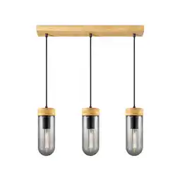 Praxis Home Sweet Home hanglamp Capri hout gerookt glas 3xE27 aanbieding