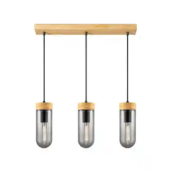 Praxis Home Sweet Home hanglamp Capri hout gerookt glas 3xE27 aanbieding