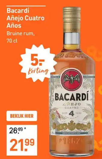 Gall & Gall Bacardí Añejo Cuatro Años aanbieding