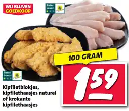 Nettorama Kipfiletblokjes, kipfilethaasjes naturel of krokante kipfilethaasjes aanbieding
