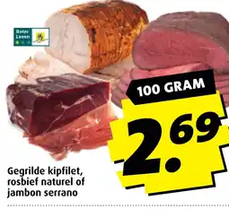 Boni Gegrilde kipfilet, rosbief naturel of jambon serrano aanbieding