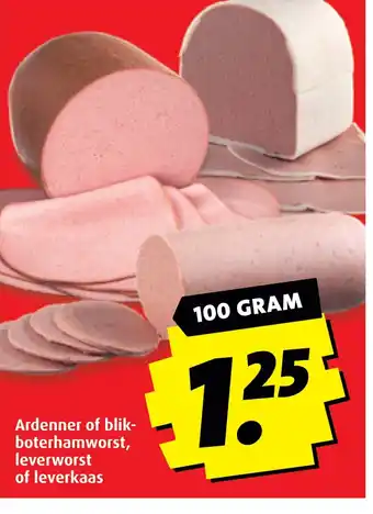 Boni Ardenner of blik boterhamworst, leverworst of leverkaas aanbieding