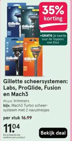 Etos Gillette scheersystemen: Labs, ProGlide, Fusion en Mach3 aanbieding