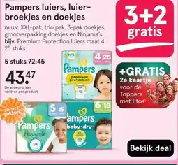 Etos Pampers luiers, luier broekjes en doekjes aanbieding