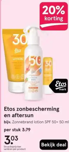 Etos Etos zonbescherming en aftersun aanbieding
