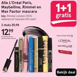 Etos Alle L'Oréal Paris, Maybelline, Rimmel en Max Factor mascara aanbieding