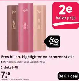 Etos Etos blush, highlighter en bronzer sticks aanbieding