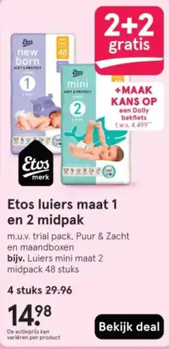Etos Etos luiers maat 1 en 2 midpak aanbieding