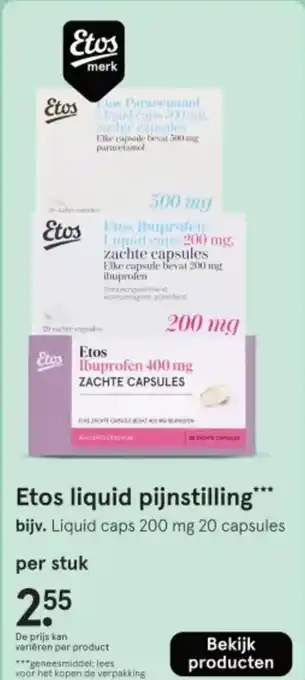 Etos Etos liquid pijnstilling aanbieding