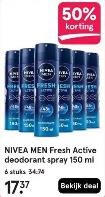 Etos NIVEA MEN Fresh Active deodorant spray aanbieding