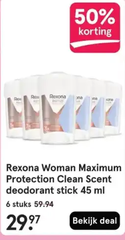Etos Rexona Woman Maximum Protection Clean Scent deodorant stick aanbieding