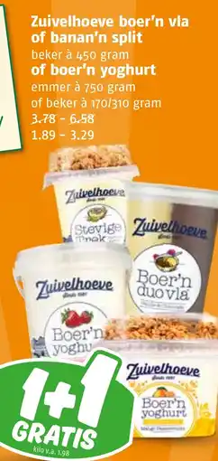 Poiesz Zuivelhoeve boer'n vla of banan'n split of boer'n yoghurt aanbieding