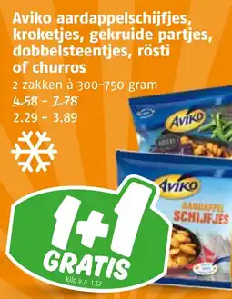 Poiesz Aviko aardappelschijfjes, kroketjes, gekruide partjes, dobbelsteentjes, rösti of churros aanbieding