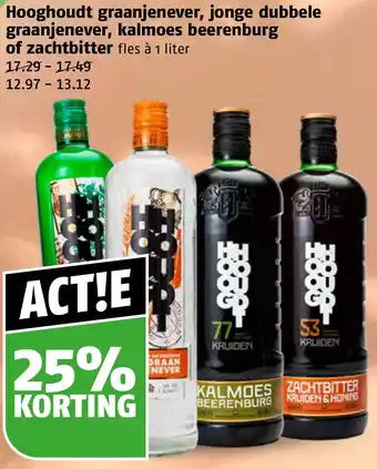 Poiesz Hooghoudt graanjenever, jonge dubbele graanjenever, kalmoes beerenburg of zachtbitter aanbieding
