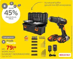 Praxis Worx accu schroef boormachine aanbieding